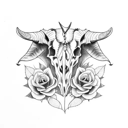 Goat Skull With Roses