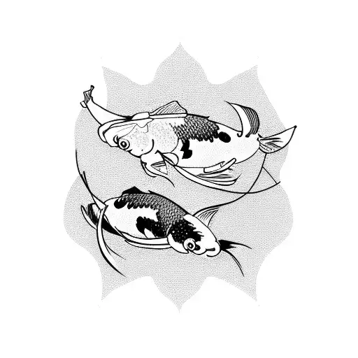 Two Koi Fishes Kissing That Create The Shape Of The Cancer Ribbon