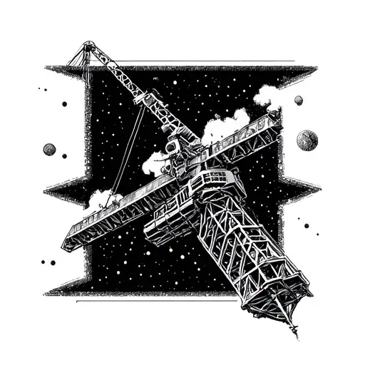 Factory Crane With A Hook Suspension In Outer Space