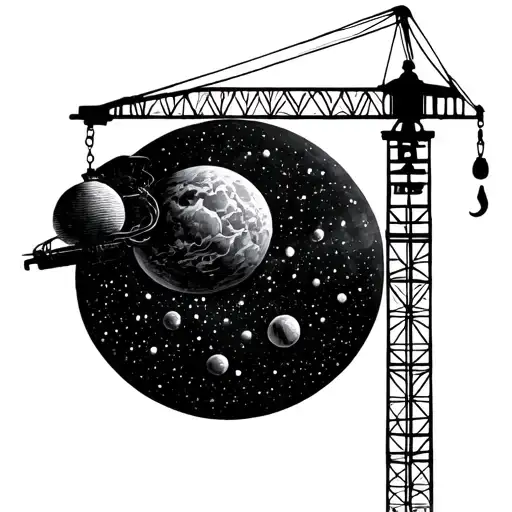 Factory Crane With A Hook Suspension In Outer Space