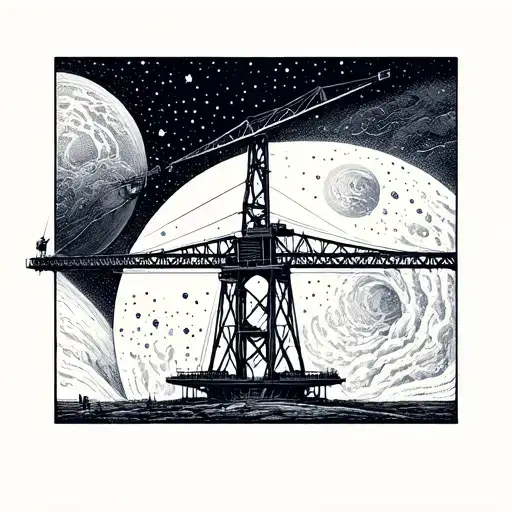 The Bridge Metallurgical Crane In Space Flies Past