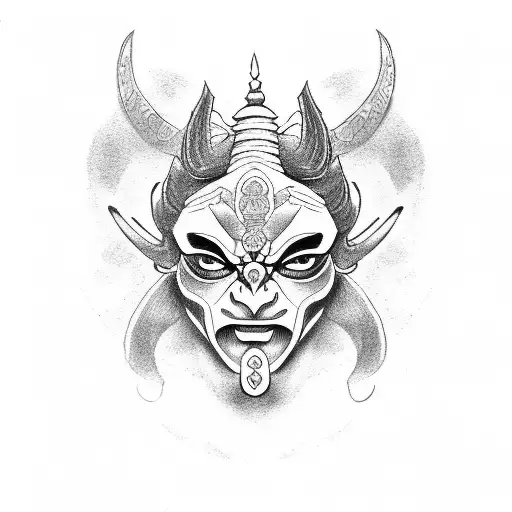 Oni Mask With Pretty Girl