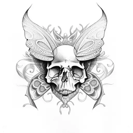 Butterfly With Skull Mandala Inside