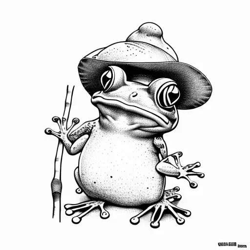 Frog Stripping On A Bamboo Stick Hat