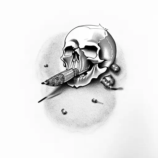 Skull Smoking A Bullet