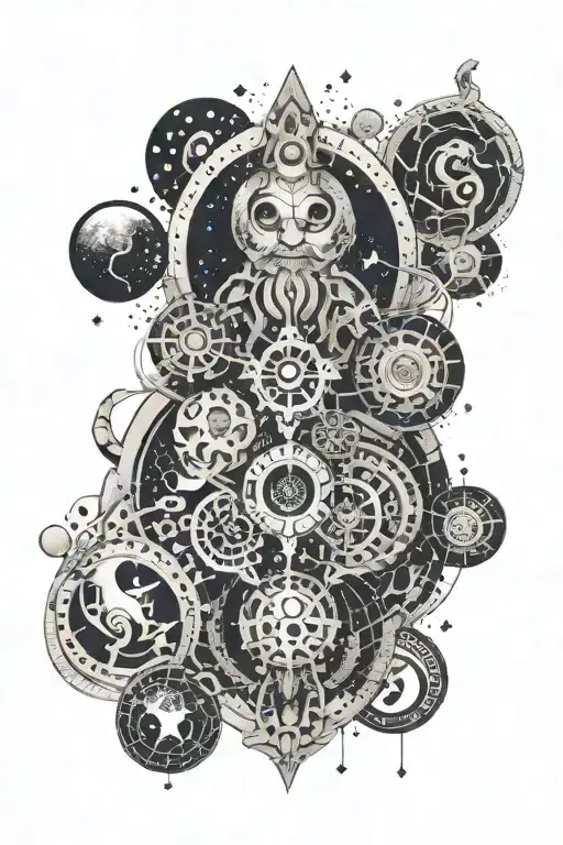 An Abstract Representation Of Old Gods In A Cosmic Setting