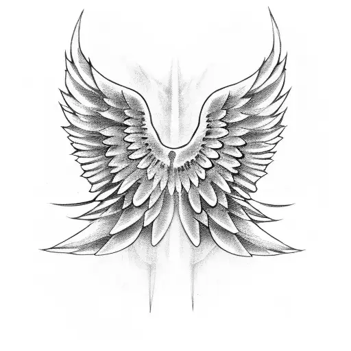 Person's Back With An Angel Wing And A Devil's Wing