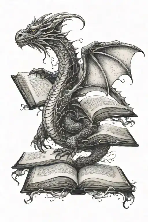 Dragon Flying Over A Book