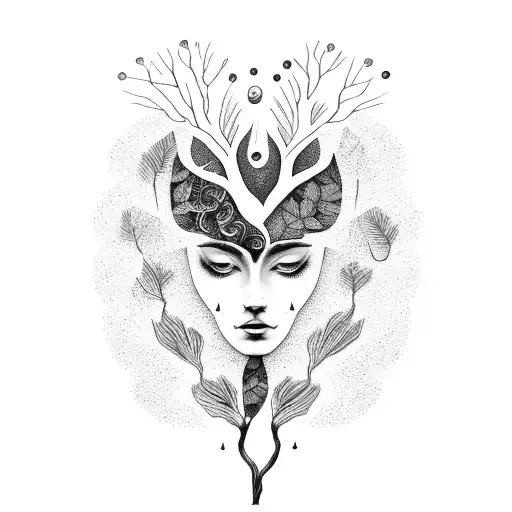 Woman Looks Like A Tree With Purple Leaves