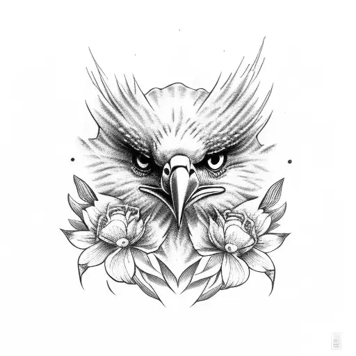 Flowers And Eagle