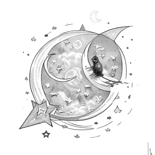 Letter 7 With Stars And Moon