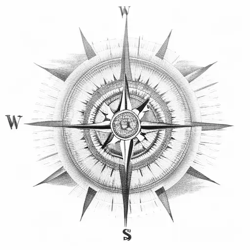 Compass Palm Trees Sun Mountain Beach