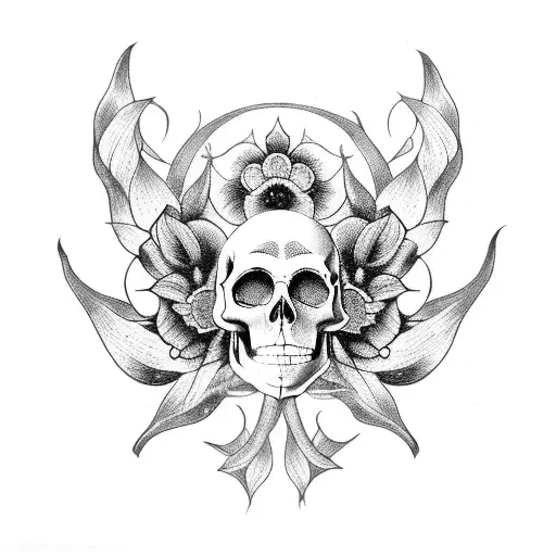 Whymsical Gothic Flowers And Skulls