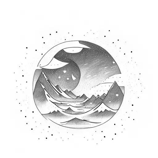 Stack Of Books Opening Up To Mountain With Three Stars And Moon