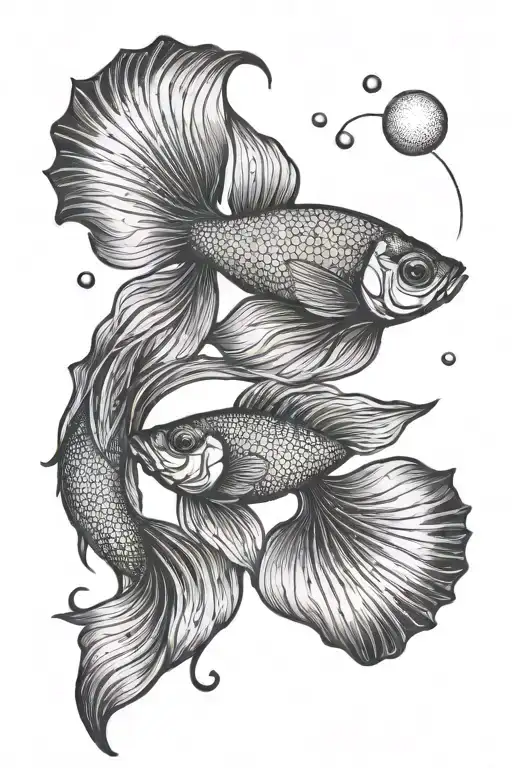 Two Betta Fish Ying Yang