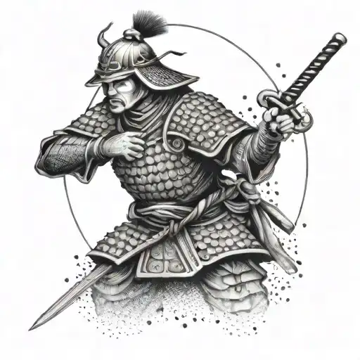 A Traditional Japanese Samurai Warrior With Intricate Armor And A Katana