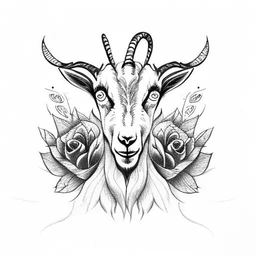 Goat With Dark Roses