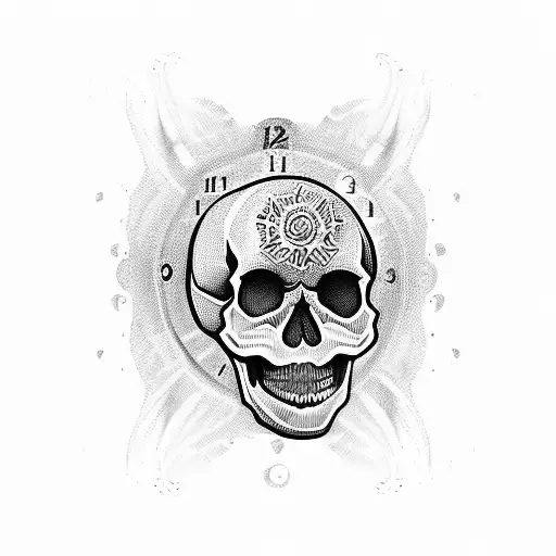 Skull With A Clock