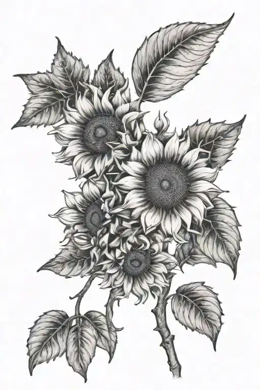 Sunflower And Cherry Blossom Flowers