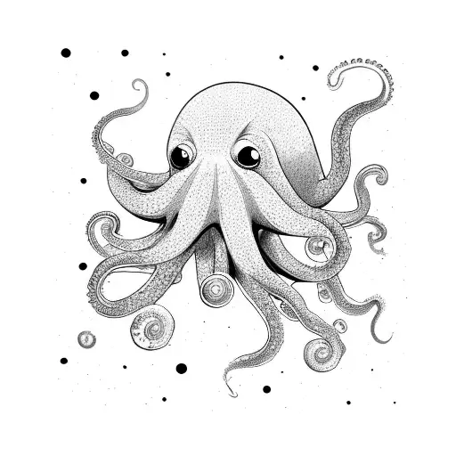 Growth Of An Octopus From Small To Big With The Galaxy As The Background