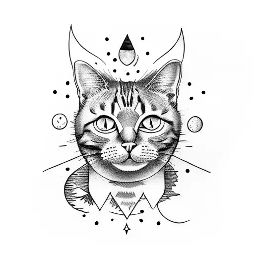 Cat With Moon And Arrows