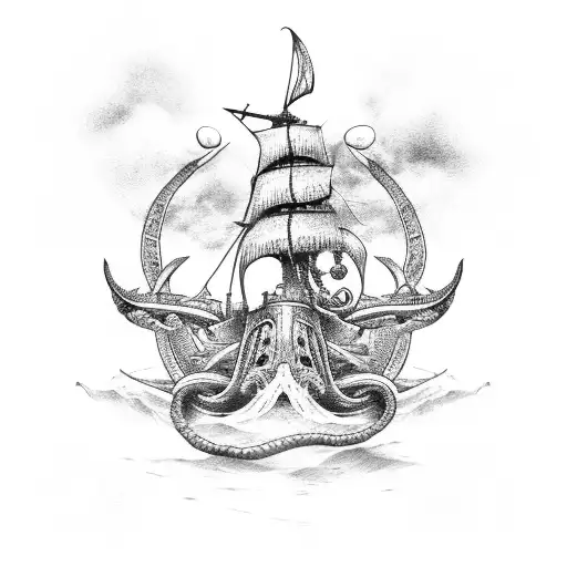 Black Ship With Kraken