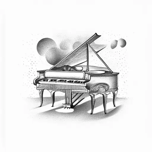 Piano Creating Music Tones Going Out Of The Piano