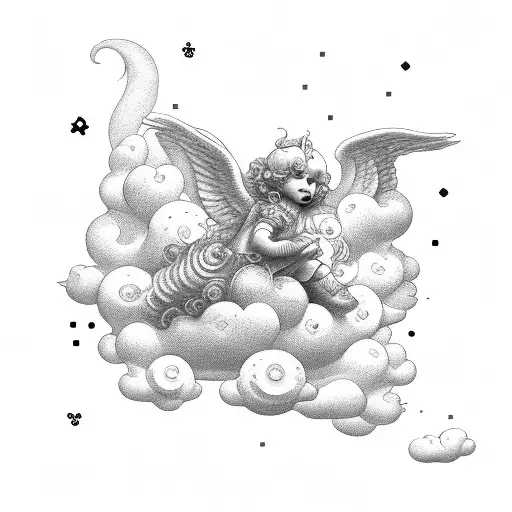 Cherub On Cloud Rolling Dice
