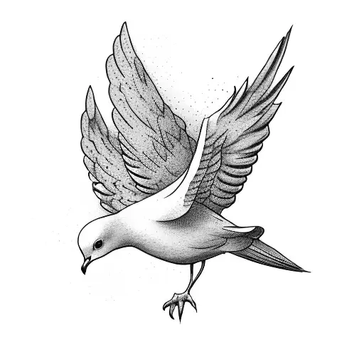 Dove Flying With The Broken Arm
