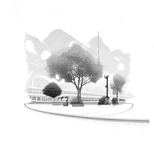 Train Station & Trees & Dog