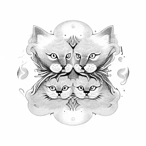 Cat And Otter In Yin And Yang