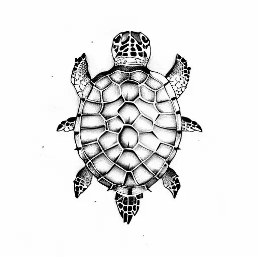 Sea Turtle Along With Other Small Fish