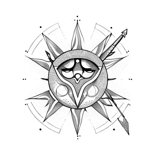 A Bow And Arrow With The Sun