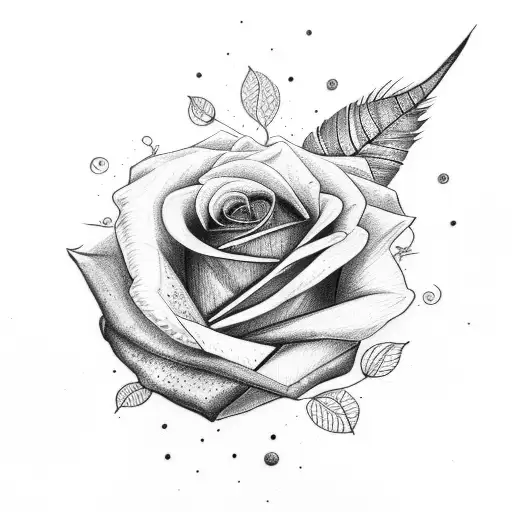 A Rose And A Feather Intertwined