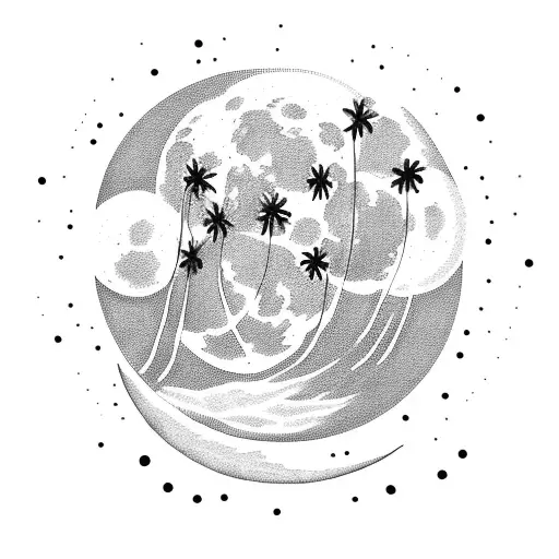 Moon Ocean Palmtrees
