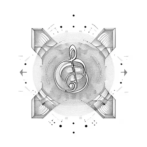 A Music Note Formed By Coding Symbols In Dotwork Style