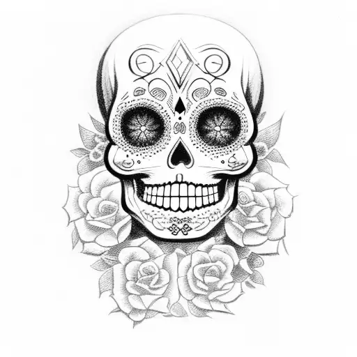 Day Of The Dead Alsation Head Skull