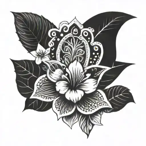 Hamsa Symbol With Hibiscus Flower