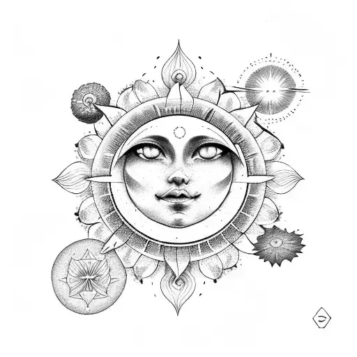 Sun With Flowers And Chakras