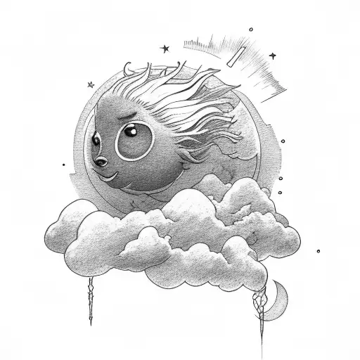 Cloud With Sun And Lighting Bolt