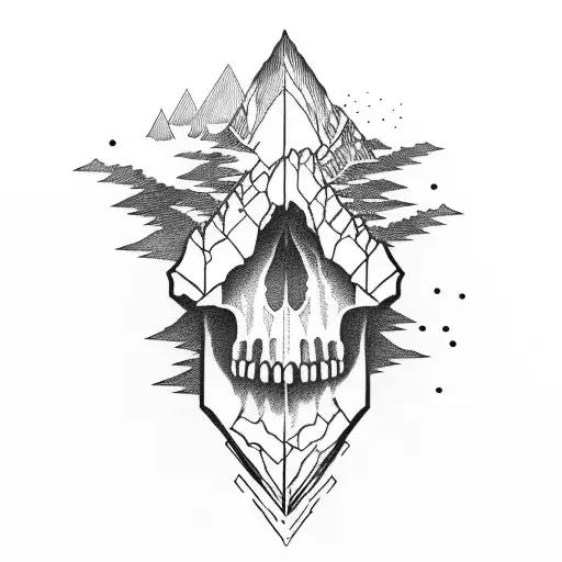 Skull Mountains River Rushing Lightning Woman