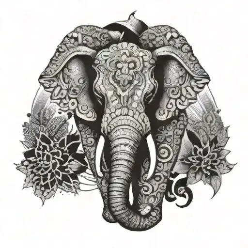 Elephant Head Mandala Design Combining Elements