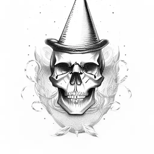 Skull Wearing Party Hat