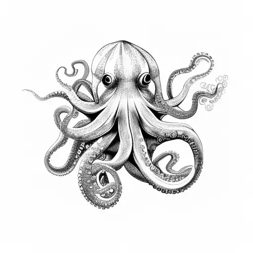 Octopus Realistic Grabing And A Transparent Glass Bottle Witth A Message Inside