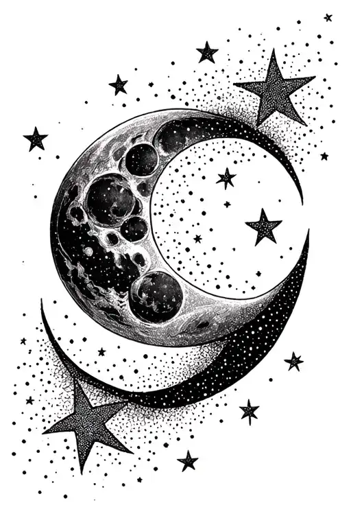 Moon And Stars Shining