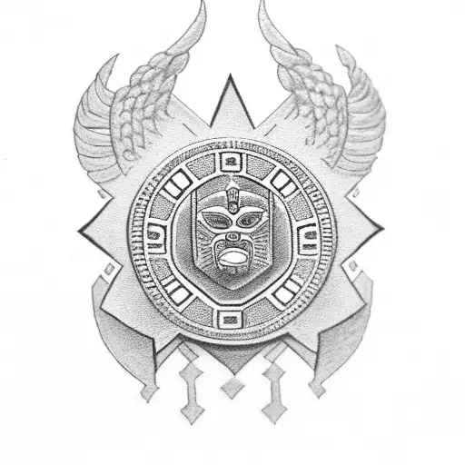 Police Badge Adorned With Aztec Symbols