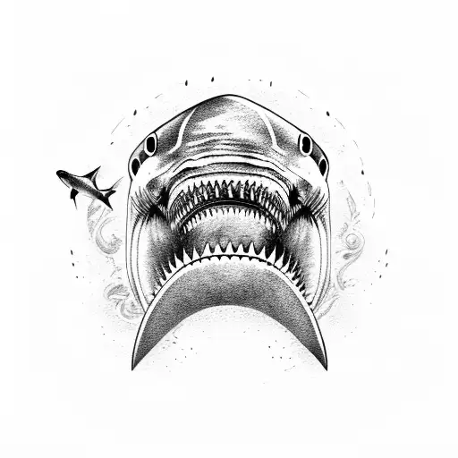 Shark With A Curve Motion And Teeth Simple