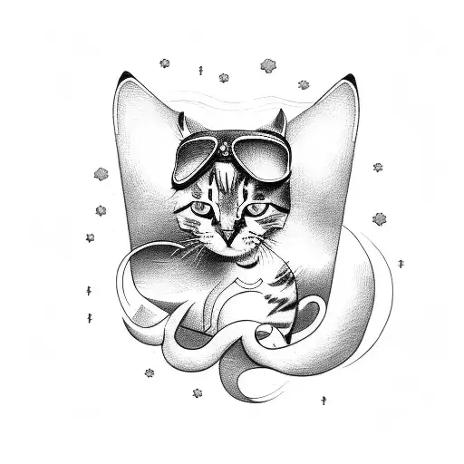 A Playful Tattoo Of A Cat And Dog Riding In A Vintage Convertible Car