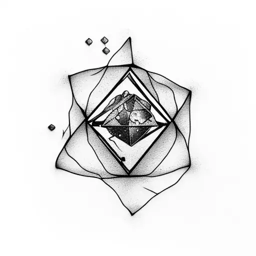 A Broken Glass With A Rubic Cube In The Middle