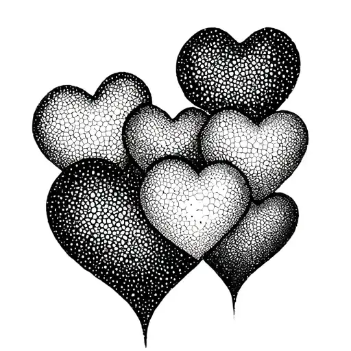 5 Interlocking Hearts Symbolizing Mother And Children